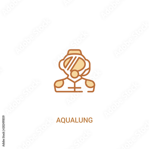 aqualung concept 2 colored icon. simple line element illustration. outline brown aqualung symbol. can be used for web and mobile ui/ux.