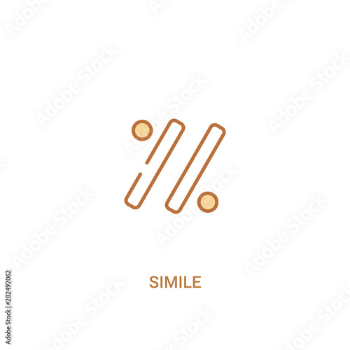 simile concept 2 colored icon. simple line element illustration. outline brown simile symbol. can be used for web and mobile ui/ux.