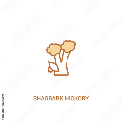 shagbark hickory tree concept 2 colored icon. simple line element illustration. outline brown shagbark hickory tree symbol. can be used for web and mobile ui/ux.