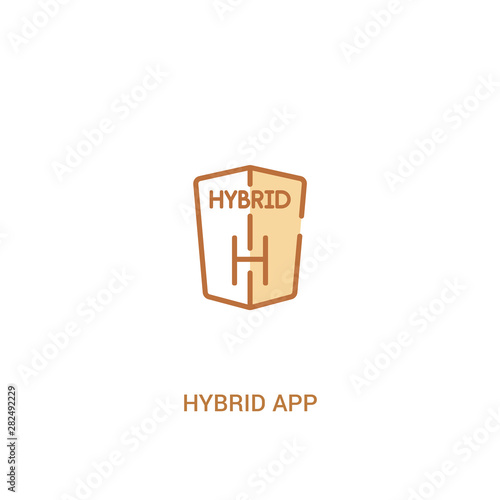 hybrid app concept 2 colored icon. simple line element illustration. outline brown hybrid app symbol. can be used for web and mobile ui/ux.