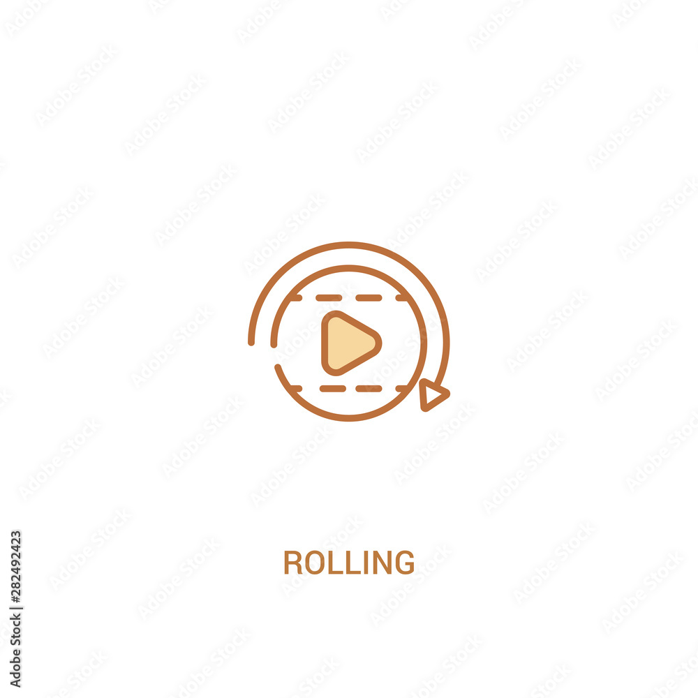 Obraz premium rolling concept 2 colored icon. simple line element illustration. outline brown rolling symbol. can be used for web and mobile ui/ux.