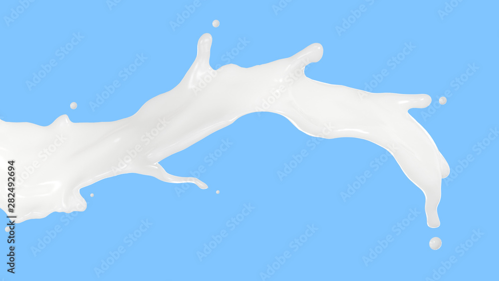 Fototapeta premium Milk splash isolated on background, splash. 3d illustration. 