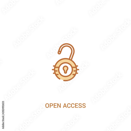 open access concept 2 colored icon. simple line element illustration. outline brown open access symbol. can be used for web and mobile ui/ux.