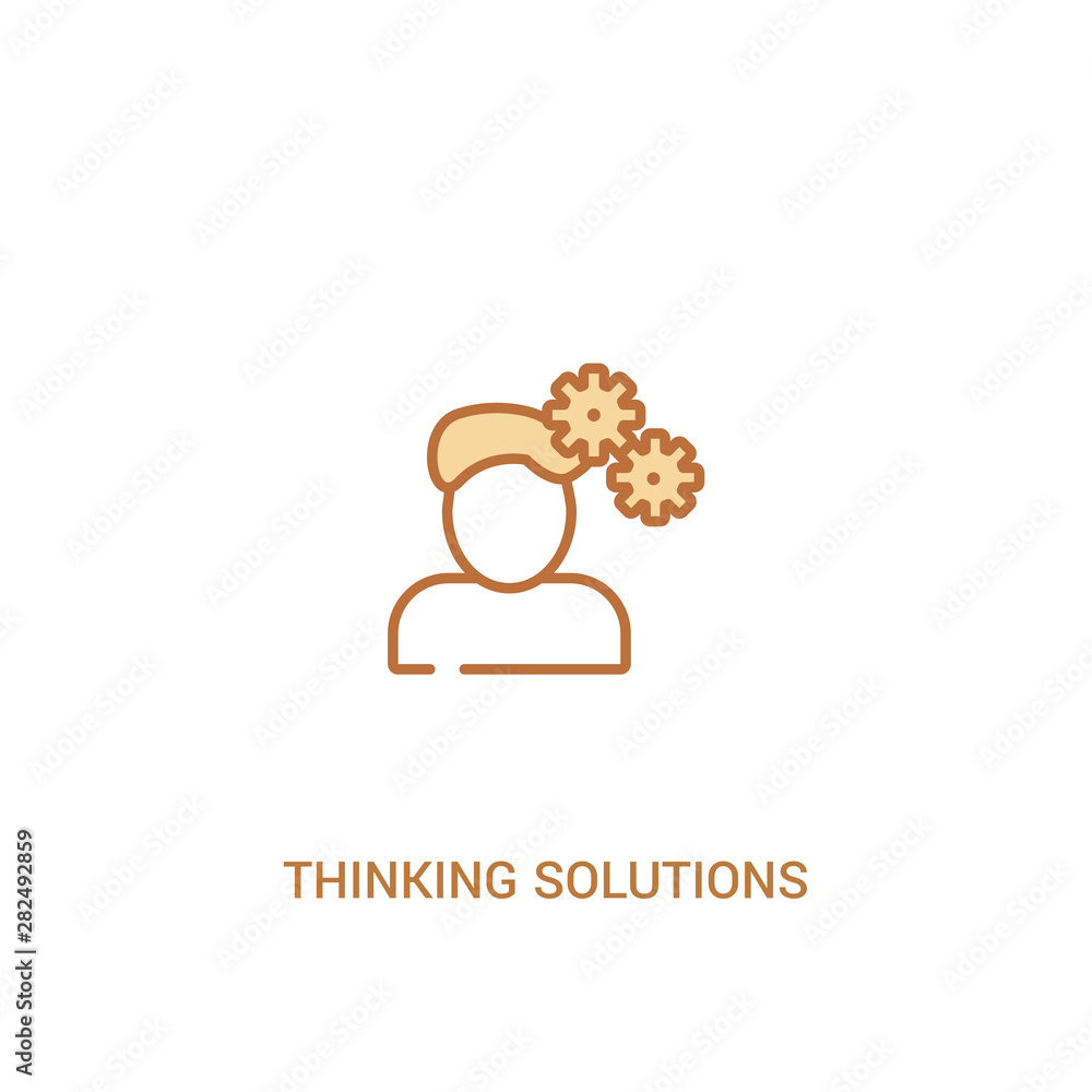 thinking solutions concept 2 colored icon. simple line element illustration. outline brown thinking solutions symbol. can be used for web and mobile ui/ux. thinking solutions concept 2 colored icon. simple line element illustration. outline brown thinking solutions symbol. can be used for web and mobile ui/ux.