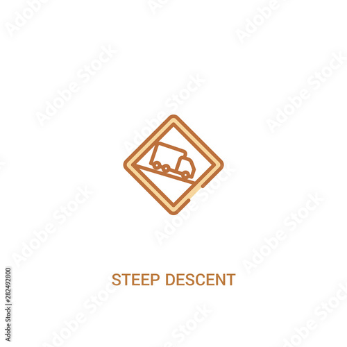 steep descent concept 2 colored icon. simple line element illustration. outline brown steep descent symbol. can be used for web and mobile ui/ux.