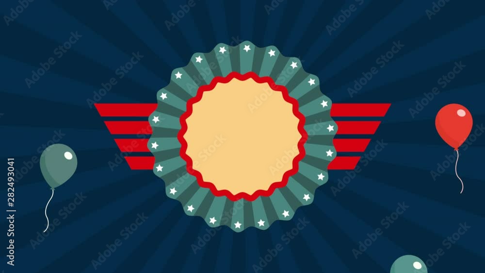 labor day seal lace with USA flag and balloons helium