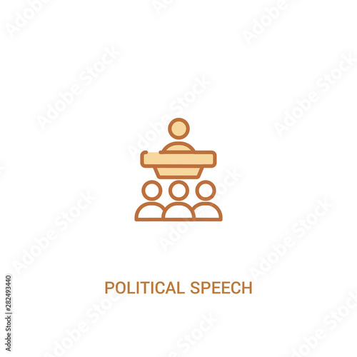 political speech concept 2 colored icon. simple line element illustration. outline brown political speech symbol. can be used for web and mobile ui/ux.