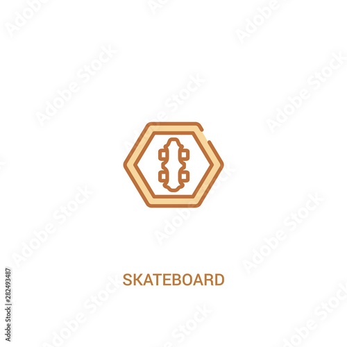 skateboard concept 2 colored icon. simple line element illustration. outline brown skateboard symbol. can be used for web and mobile ui/ux.