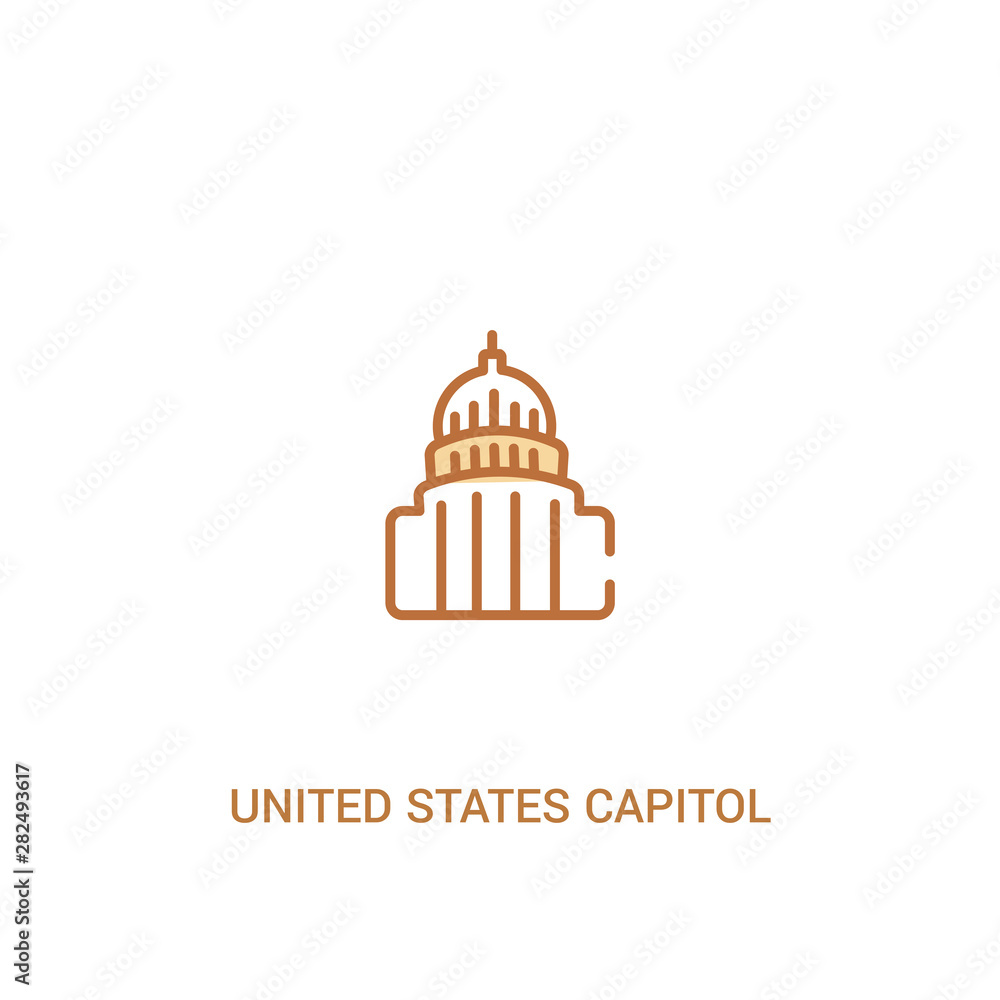 united states capitol concept 2 colored icon. simple line element illustration. outline brown united states capitol symbol. can be used for web and mobile ui/ux.