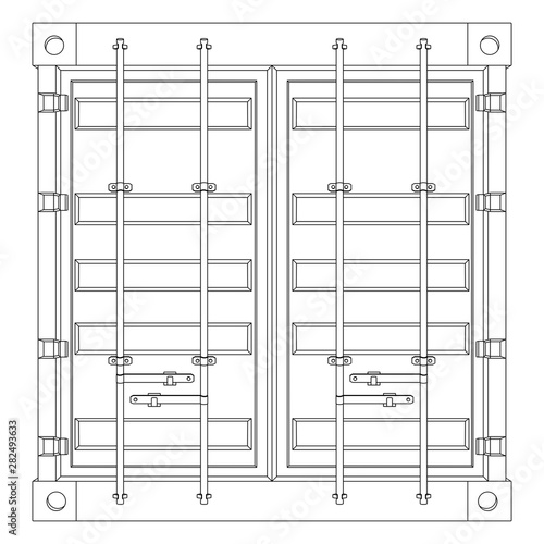 Shipping freight container. Outline vector illustration