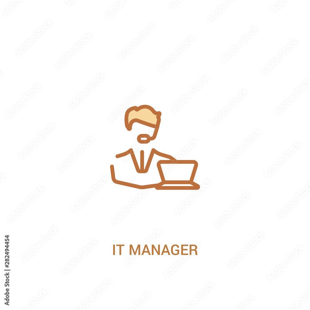 it manager concept 2 colored icon. simple line element illustration. outline brown it manager symbol. can be used for web and mobile ui/ux.