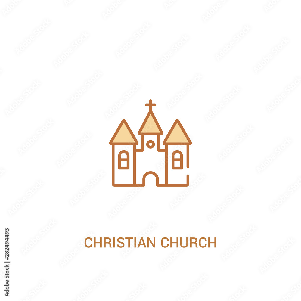 christian church concept 2 colored icon. simple line element illustration. outline brown christian church symbol. can be used for web and mobile ui/ux.