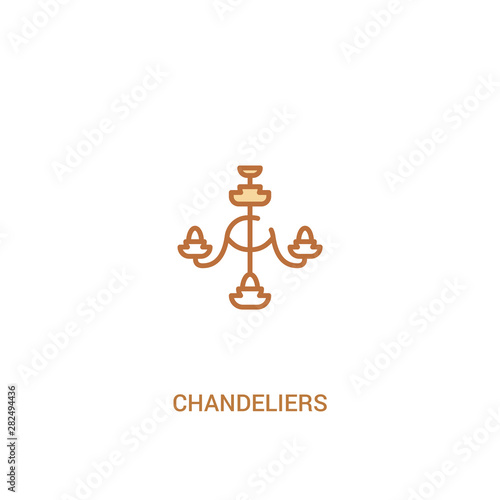 chandeliers concept 2 colored icon. simple line element illustration. outline brown chandeliers symbol. can be used for web and mobile ui/ux.