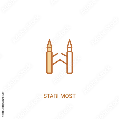stari most concept 2 colored icon. simple line element illustration. outline brown stari most symbol. can be used for web and mobile ui/ux.