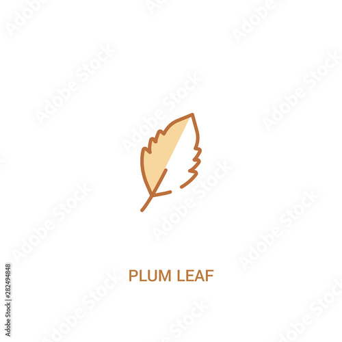 plum leaf concept 2 colored icon. simple line element illustration. outline brown plum leaf symbol. can be used for web and mobile ui/ux.