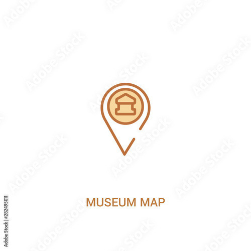 museum map concept 2 colored icon. simple line element illustration. outline brown museum map symbol. can be used for web and mobile ui/ux.