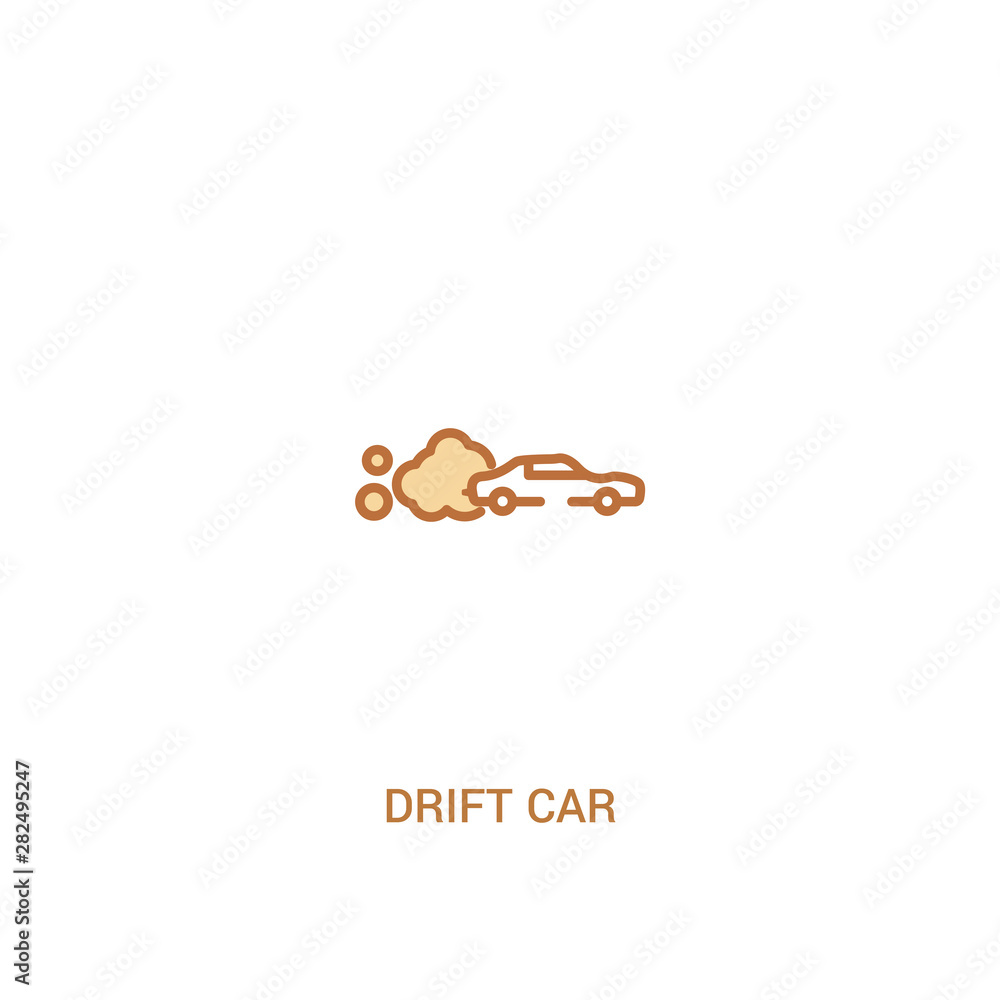 drift car concept 2 colored icon. simple line element illustration. outline brown drift car symbol. can be used for web and mobile ui/ux.