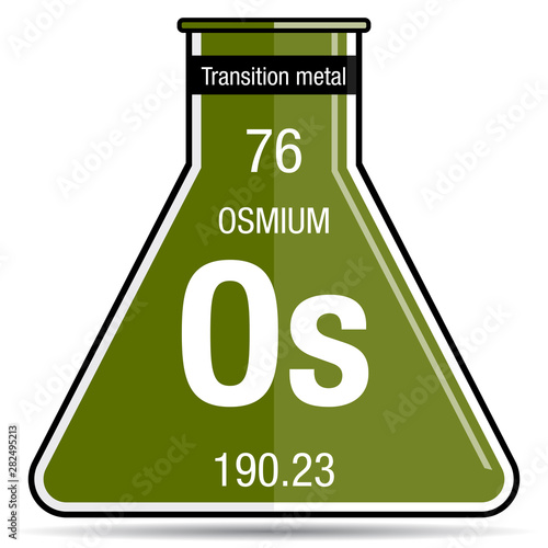 Osmium symbol on chemical flask. Element number 76 of the Periodic Table of the Elements - Chemistry