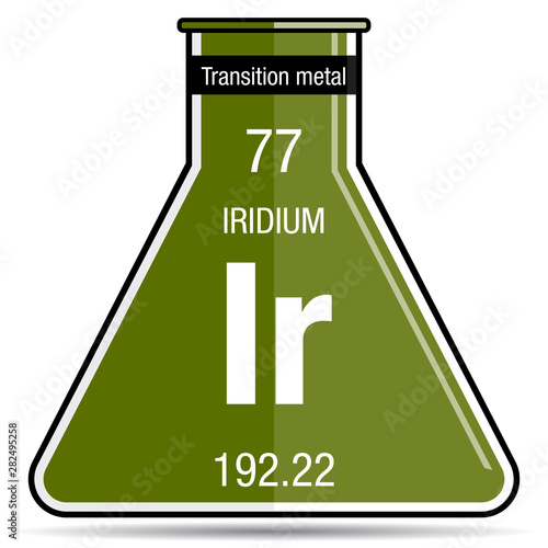Iridium symbol on chemical flask. Element number 77 of the Periodic Table of the Elements - Chemistry