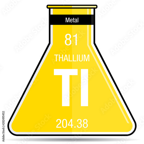 Thallium symbol on chemical flask. Element number 81 of the Periodic Table of the Elements - Chemistry 