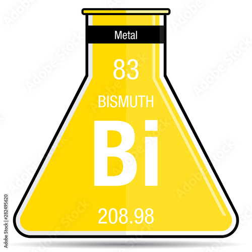 Bismuth symbol on chemical flask. Element number 83 of the Periodic Table of the Elements - Chemistry 