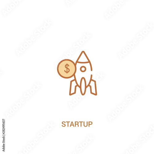 startup concept 2 colored icon. simple line element illustration. outline brown startup symbol. can be used for web and mobile ui/ux.