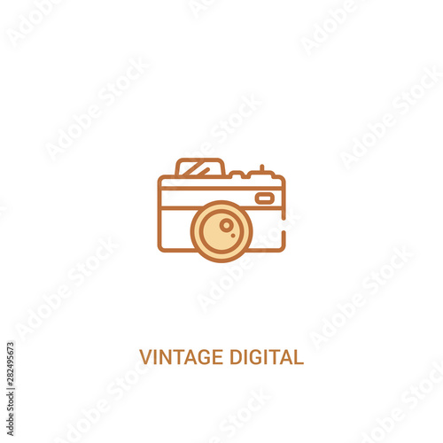vintage digital camera concept 2 colored icon. simple line element illustration. outline brown vintage digital camera symbol. can be used for web and mobile ui/ux.