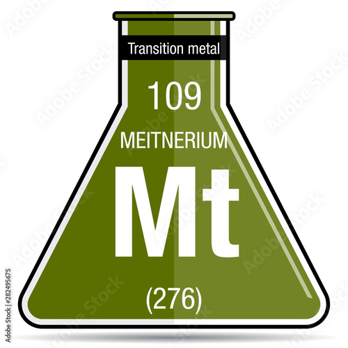 Meitnerium symbol on chemical flask. Element number 109 of the Periodic Table of the Elements - Chemistry