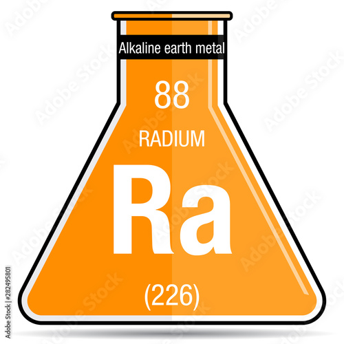 Radium symbol on chemical flask. Element number 88 of the Periodic Table of the Elements - Chemistry