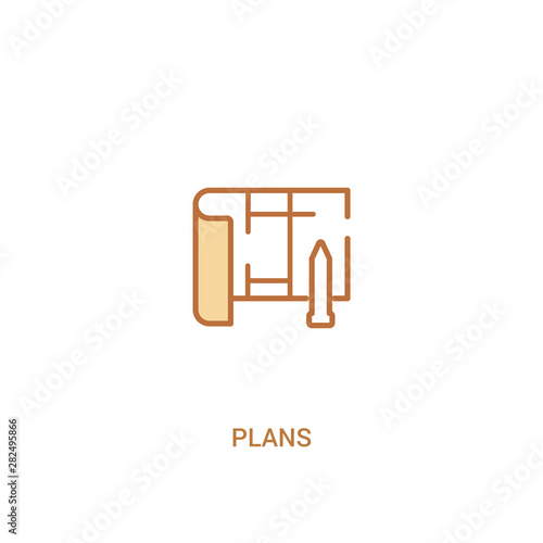 plans concept 2 colored icon. simple line element illustration. outline brown plans symbol. can be used for web and mobile ui/ux.