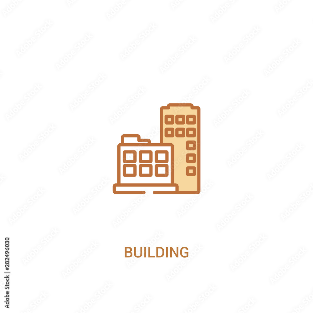 building concept 2 colored icon. simple line element illustration. outline brown building symbol. can be used for web and mobile ui/ux.