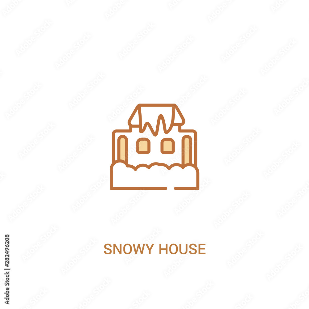 snowy house concept 2 colored icon. simple line element illustration. outline brown snowy house symbol. can be used for web and mobile ui/ux.