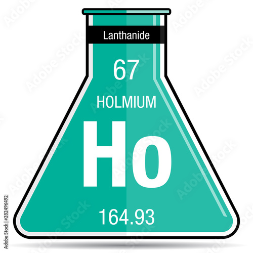 Holmium symbol on chemical flask. Element number 67 of the Periodic Table of the Elements - Chemistry