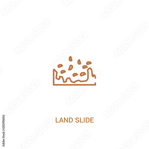 land slide concept 2 colored icon. simple line element illustration. outline brown land slide symbol. can be used for web and mobile ui/ux.