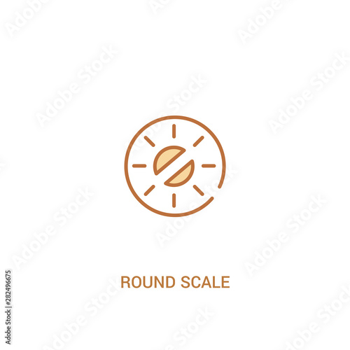 round scale concept 2 colored icon. simple line element illustration. outline brown round scale symbol. can be used for web and mobile ui/ux.