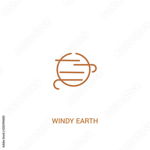 windy earth concept 2 colored icon. simple line element illustration. outline brown windy earth symbol. can be used for web and mobile ui/ux.