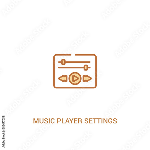 music player settings concept 2 colored icon. simple line element illustration. outline brown music player settings symbol. can be used for web and mobile ui/ux.