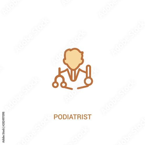 podiatrist concept 2 colored icon. simple line element illustration. outline brown podiatrist symbol. can be used for web and mobile ui/ux.