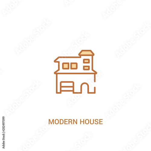 modern house concept 2 colored icon. simple line element illustration. outline brown modern house symbol. can be used for web and mobile ui/ux.