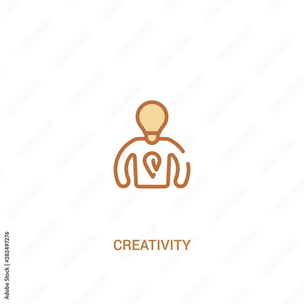creativity concept 2 colored icon. simple line element illustration. outline brown creativity symbol. can be used for web and mobile ui/ux.