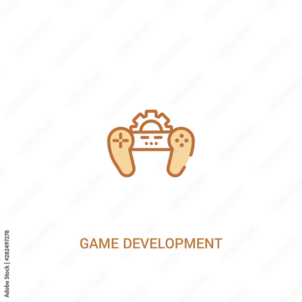 game development concept 2 colored icon. simple line element illustration. outline brown game development symbol. can be used for web and mobile ui/ux. game development concept 2 colored icon. simple line element illustration. outline brown game development symbol. can be used for web and mobile ui/ux.