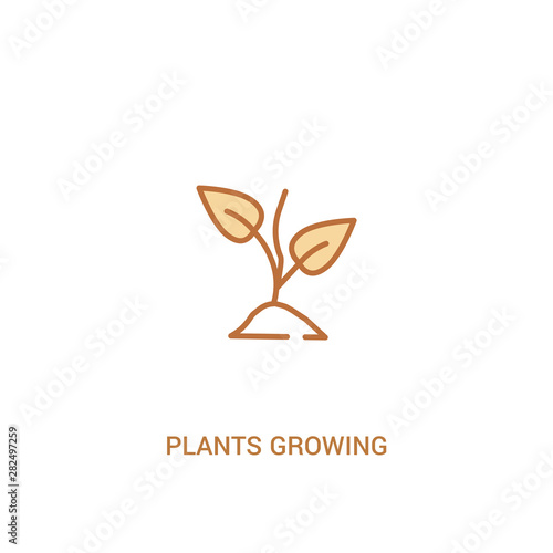 plants growing concept 2 colored icon. simple line element illustration. outline brown plants growing symbol. can be used for web and mobile ui/ux.