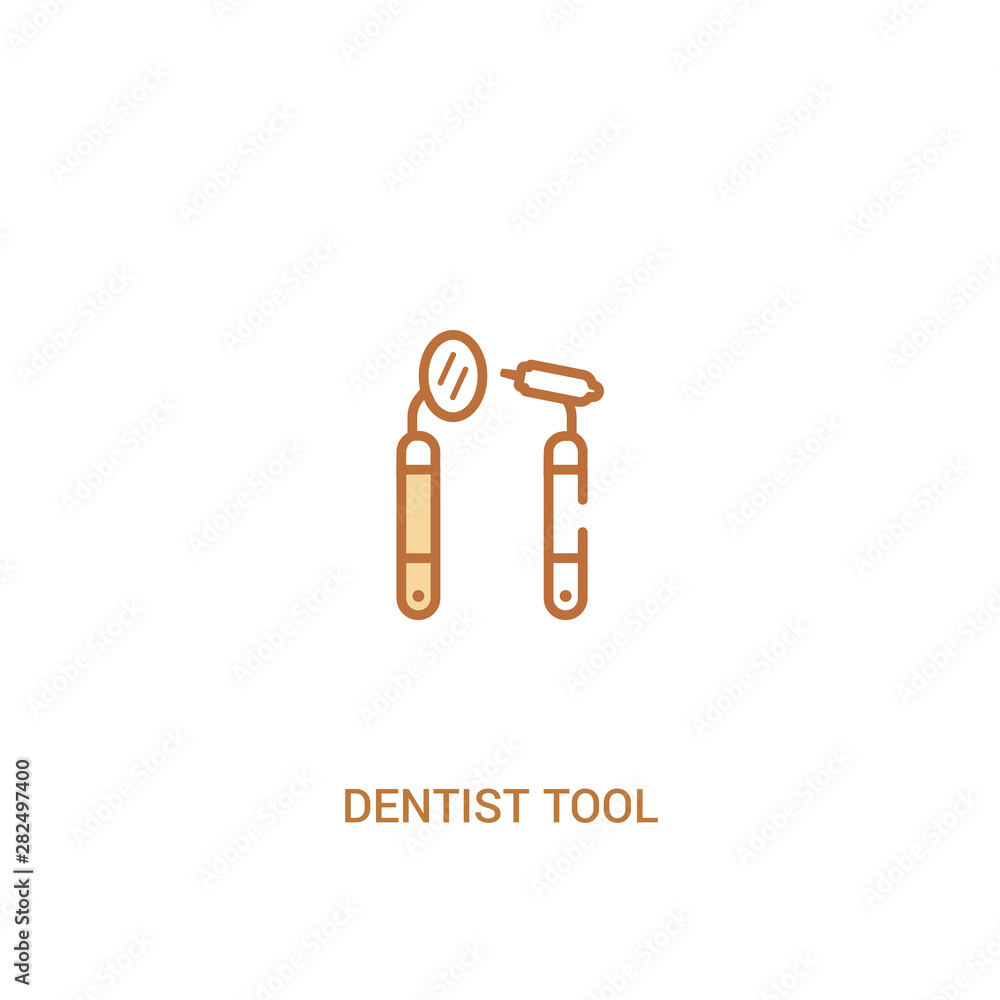 dentist tool concept 2 colored icon. simple line element illustration. outline brown dentist tool symbol. can be used for web and mobile ui/ux. dentist tool concept 2 colored icon. simple line element illustration. outline brown dentist tool symbol. can be used for web and mobile ui/ux.