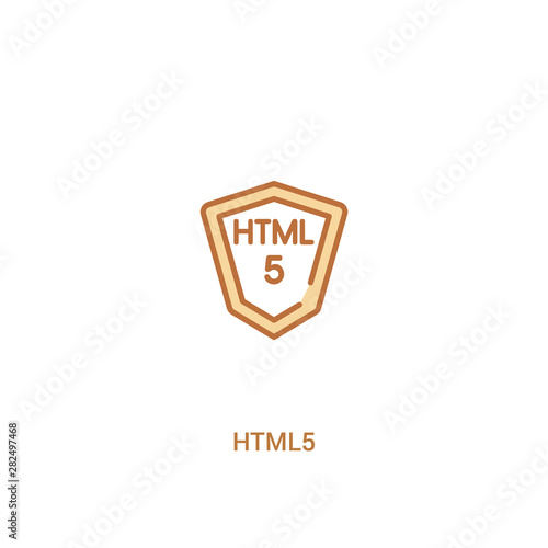 html5 concept 2 colored icon. simple line element illustration. outline brown html5 symbol. can be used for web and mobile ui/ux.