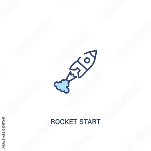 rocket start concept 2 colored icon. simple line element illustration. outline blue rocket start symbol. can be used for web and mobile ui ux.
