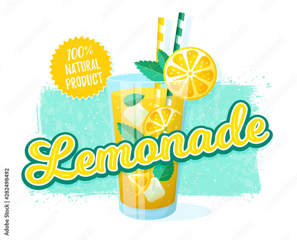 Lemonade - vector illustration. Retro banner. - obrazy, fototapety, plakaty 
