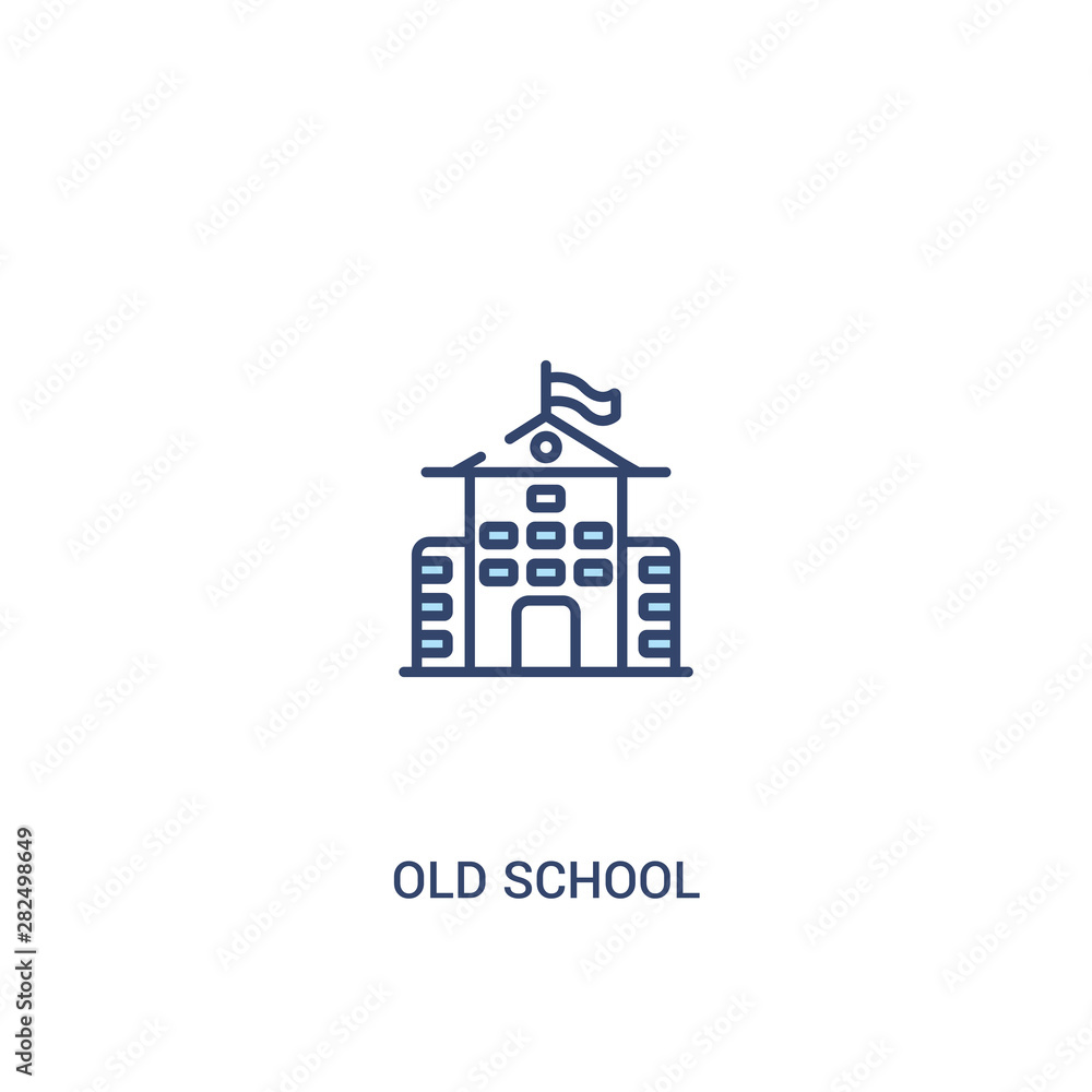 old school concept 2 colored icon. simple line element illustration. outline blue old school symbol. can be used for web and mobile ui/ux.