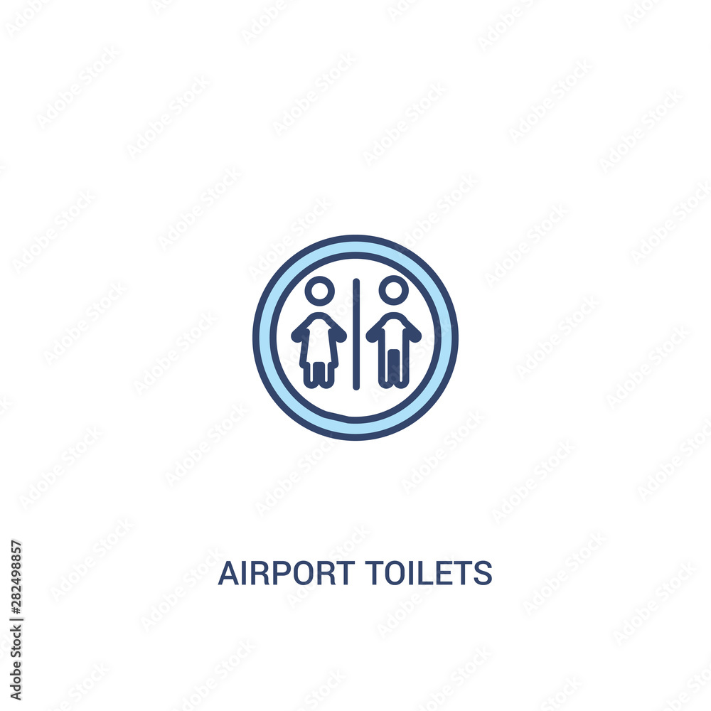 airport toilets concept 2 colored icon. simple line element illustration. outline blue airport toilets symbol. can be used for web and mobile ui/ux.