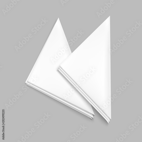 Realistic Detailed 3d White Blank Restaurant Napkin Template Mockup Set. Vector