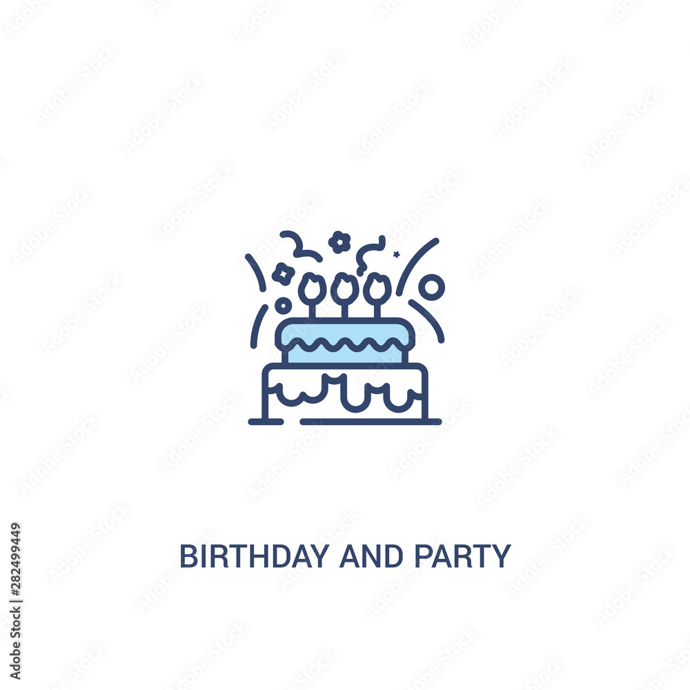 Obraz premium birthday and party concept 2 colored icon. simple line element illustration. outline blue birthday and party symbol. can be used for web and mobile ui/ux.